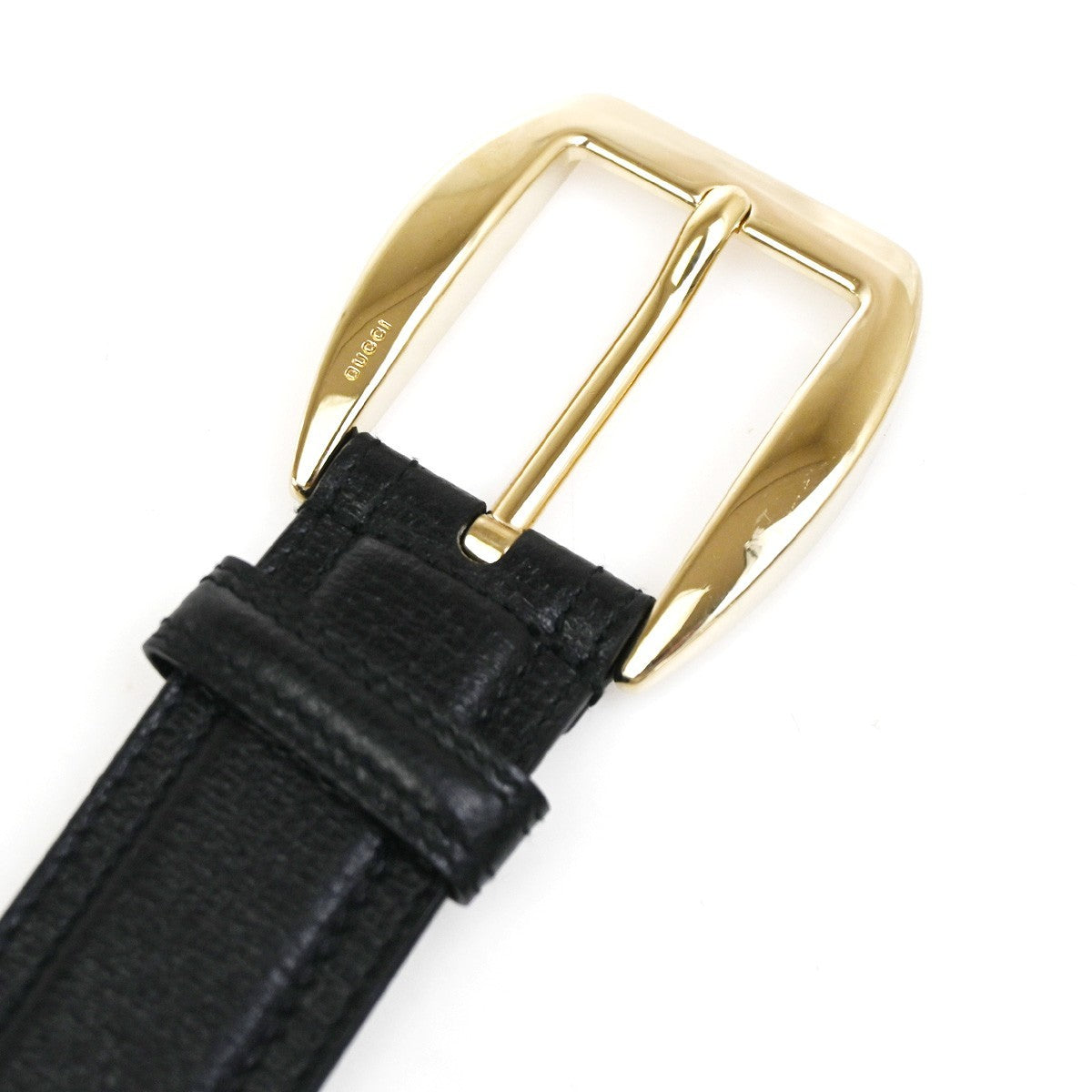 GUCCI Logo Belt 80/32 35mm Leather Black GHW Italy 68KC925