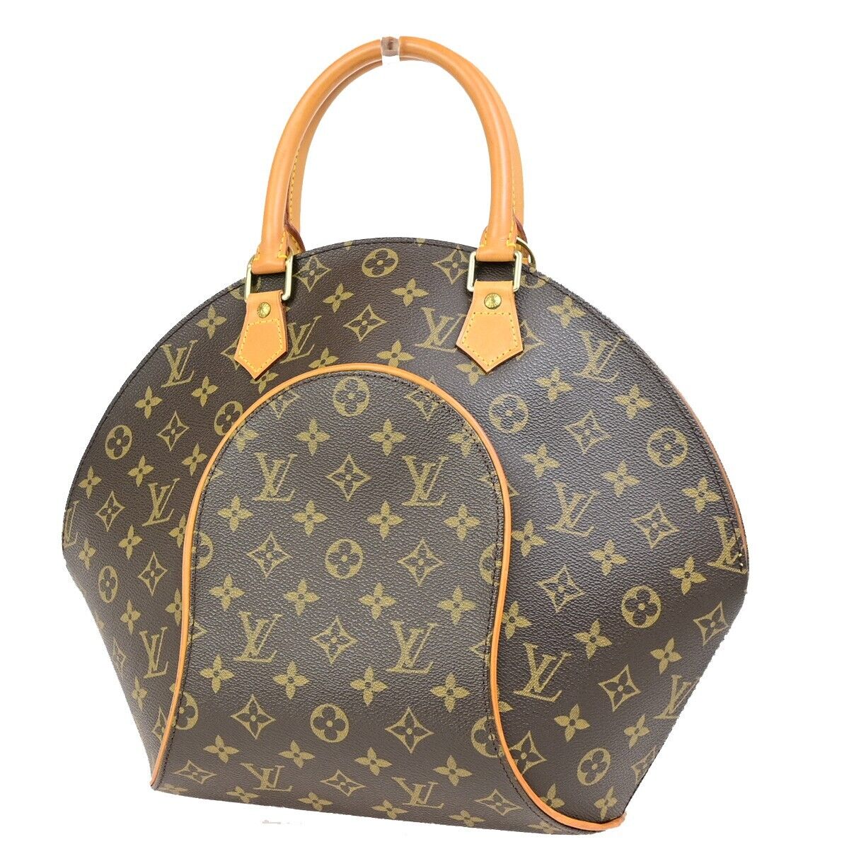 LOUIS VUITTON LV Logos Ellipse MM Hand Bag Monogram Leather Brown M51126 23ED078