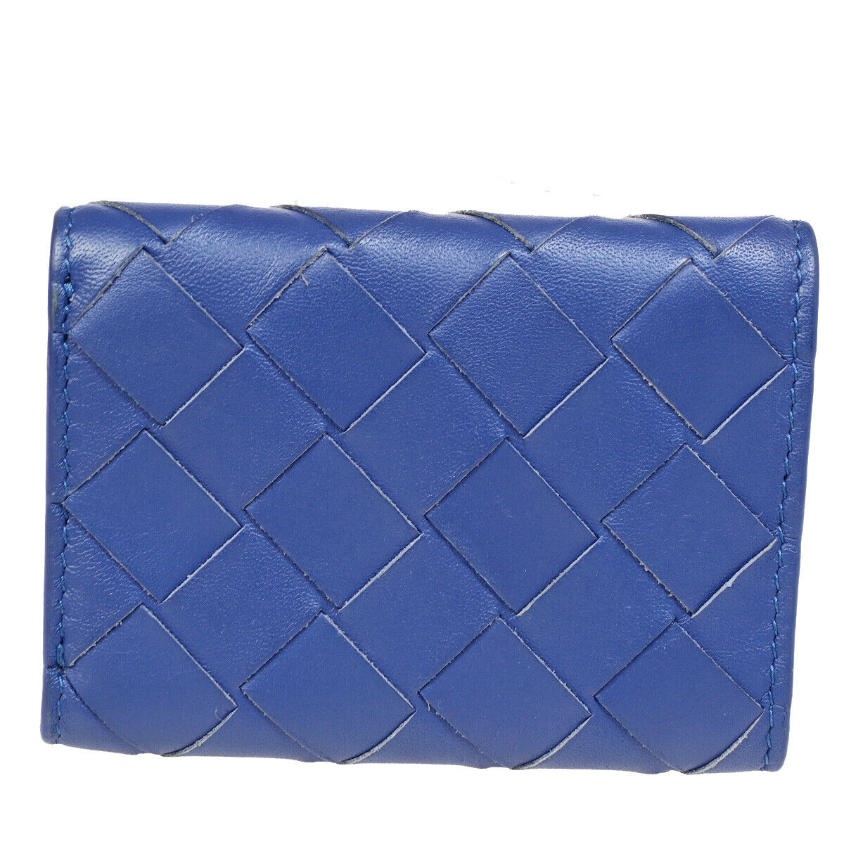BOTTEGA VENETA INTRECCIATO Trifold Wallet Purse Leather Blue Italy 35SJ106