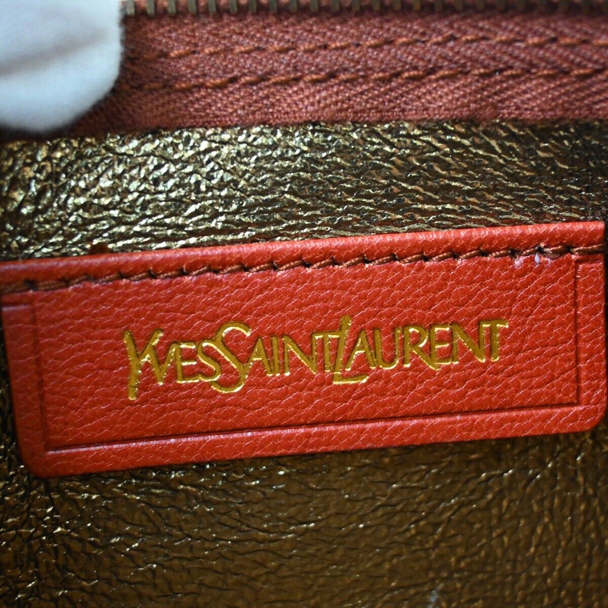 YVES SAINT LAURENT Neo Double Reversible Shoulder Bag Leather Red Gold 33EA097