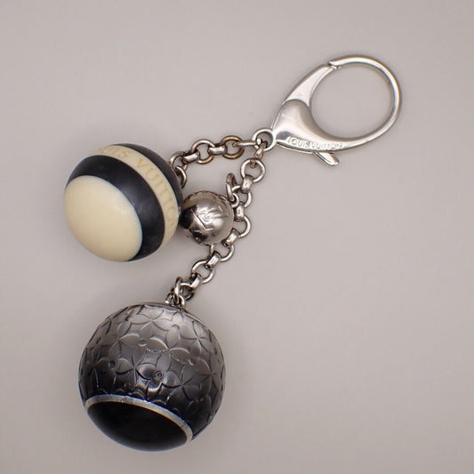 LOUIS VUITTON Logo Bijoux Sac Mini Lin Bag Charm Silver Black M65701 61YG571