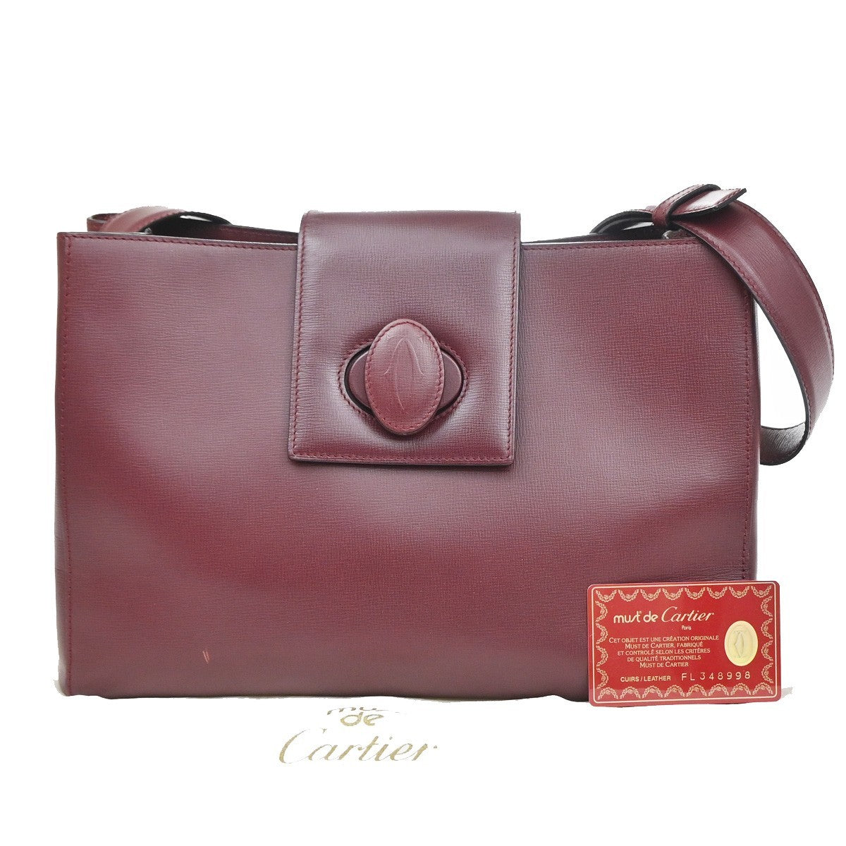 MUST DE CARTIER 2C Logo Crossbody Shoulder Bag Leather Red GHW  Frence 34SA083