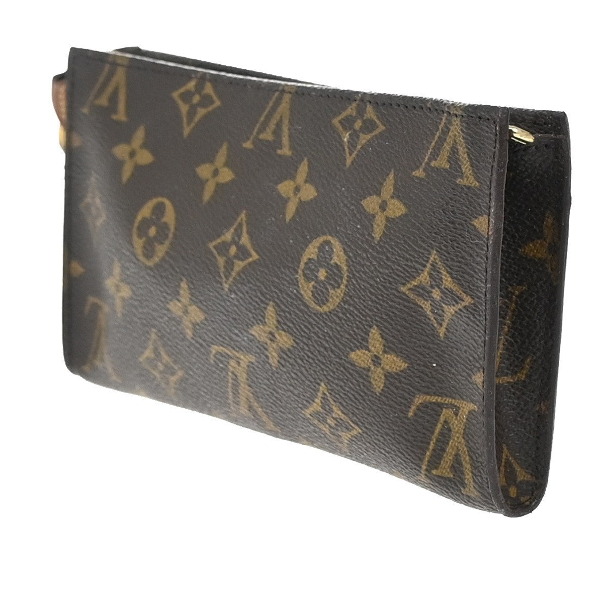 LOUIS VUITTON Logo BUCKET GM Pouch Bag Monogram Leather Brown France 05EG176