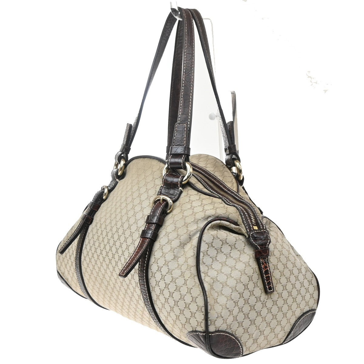 CELINE Logo Macadam Pattern Shoulder Tote Bag Canvas Leather BE BN GHW 35MA724