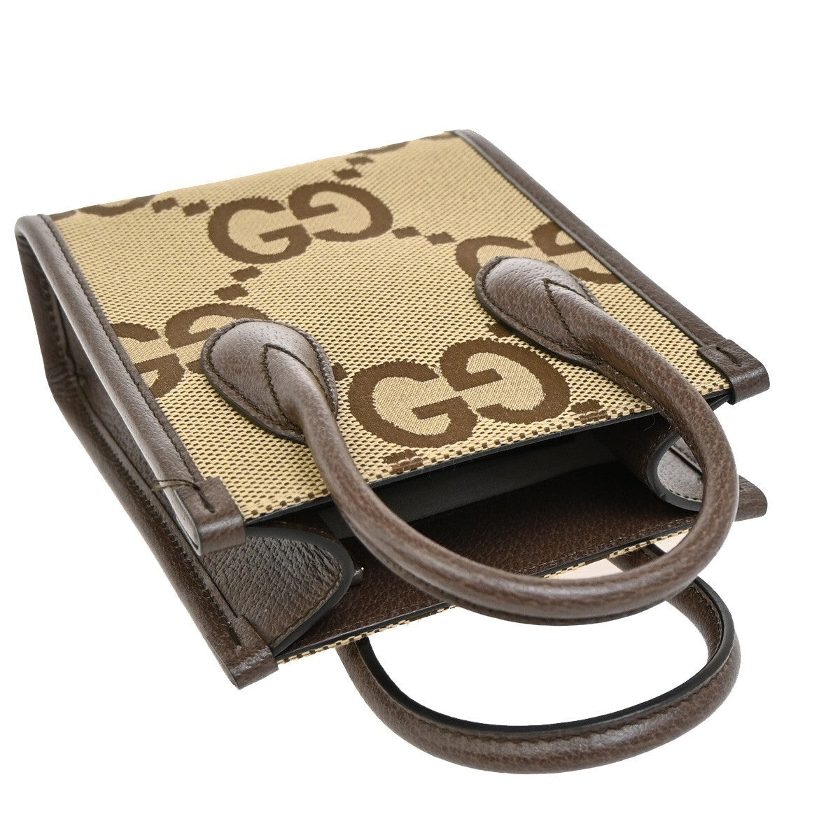 GUCCI Jumbo GG Pattern 2Way Mini Tote Hand Bag Canvas Leather Brown GHW 603RL164