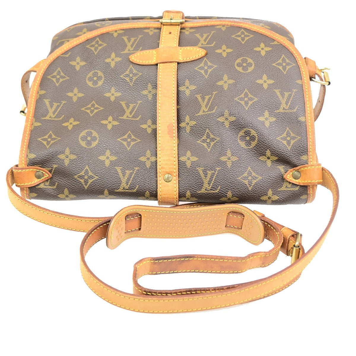 LOUIS VUITTON Logo Saumur 30 Shoulder Bag Monogram Leather Brown M42256 87YJ234