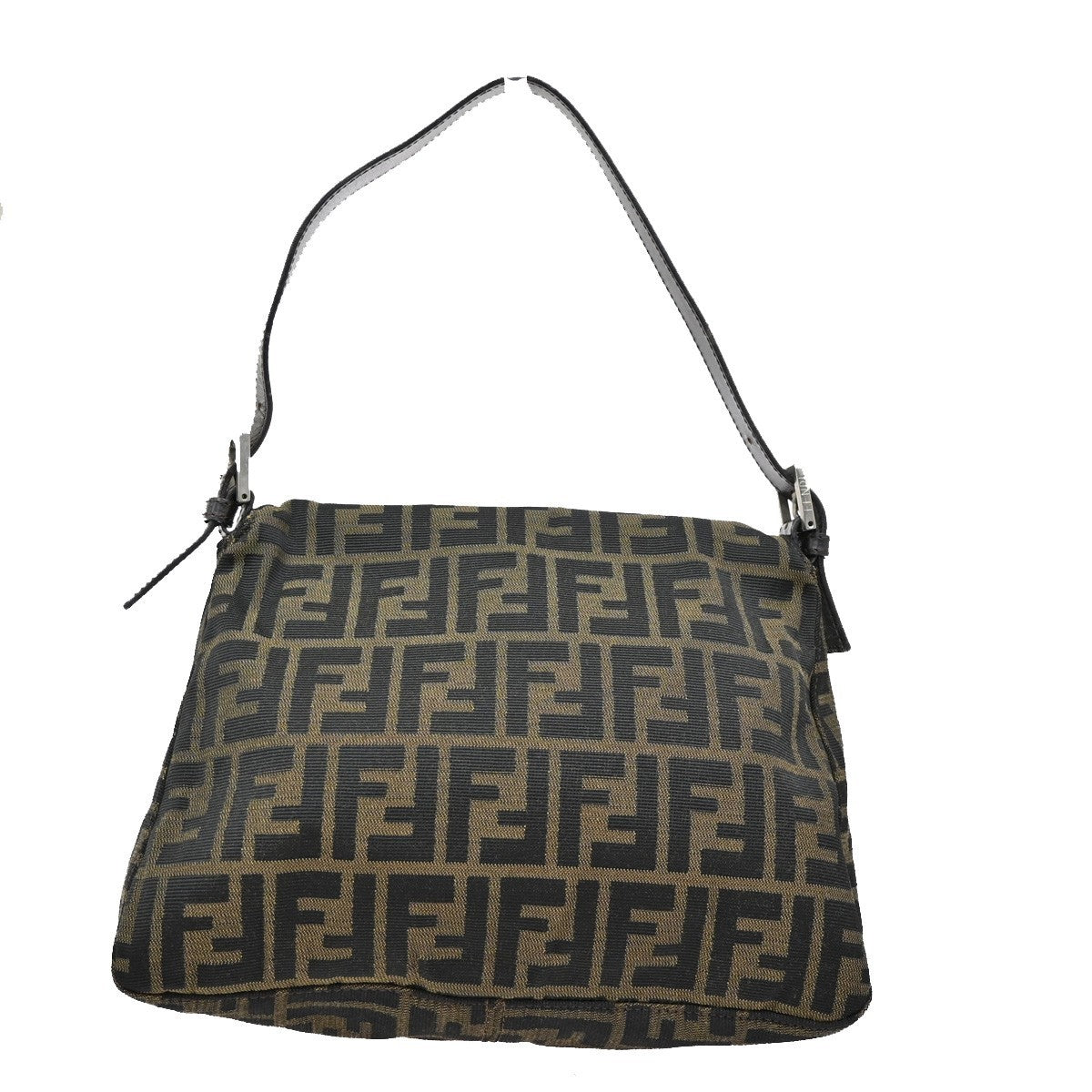 FENDI Logo Zucca Pattern Hand Bag Canvas Leather Brown SHW Italy 12KB535