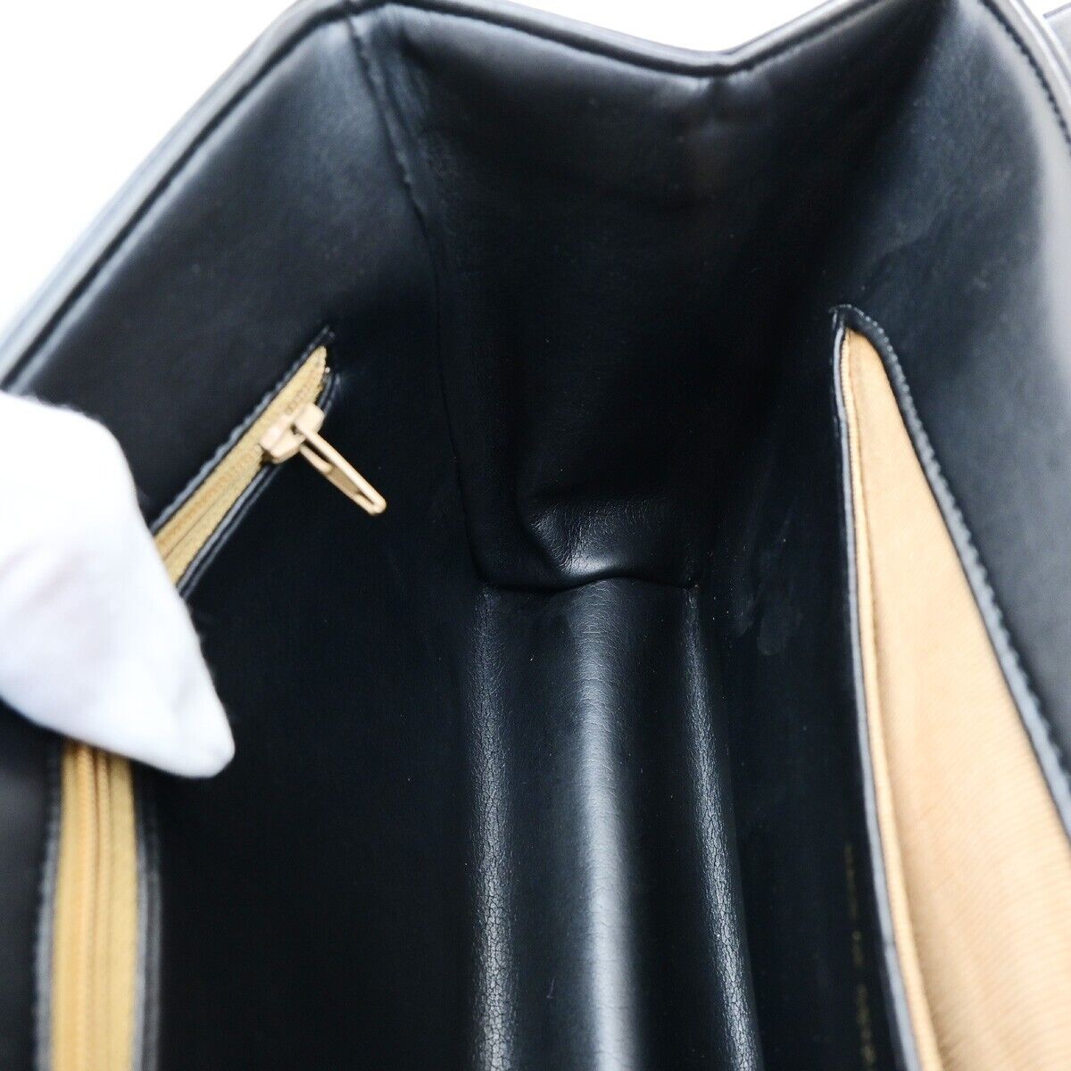 CHRISTIAN DIOR Logo Shoulder Bag Leather Black GHW 33ED426