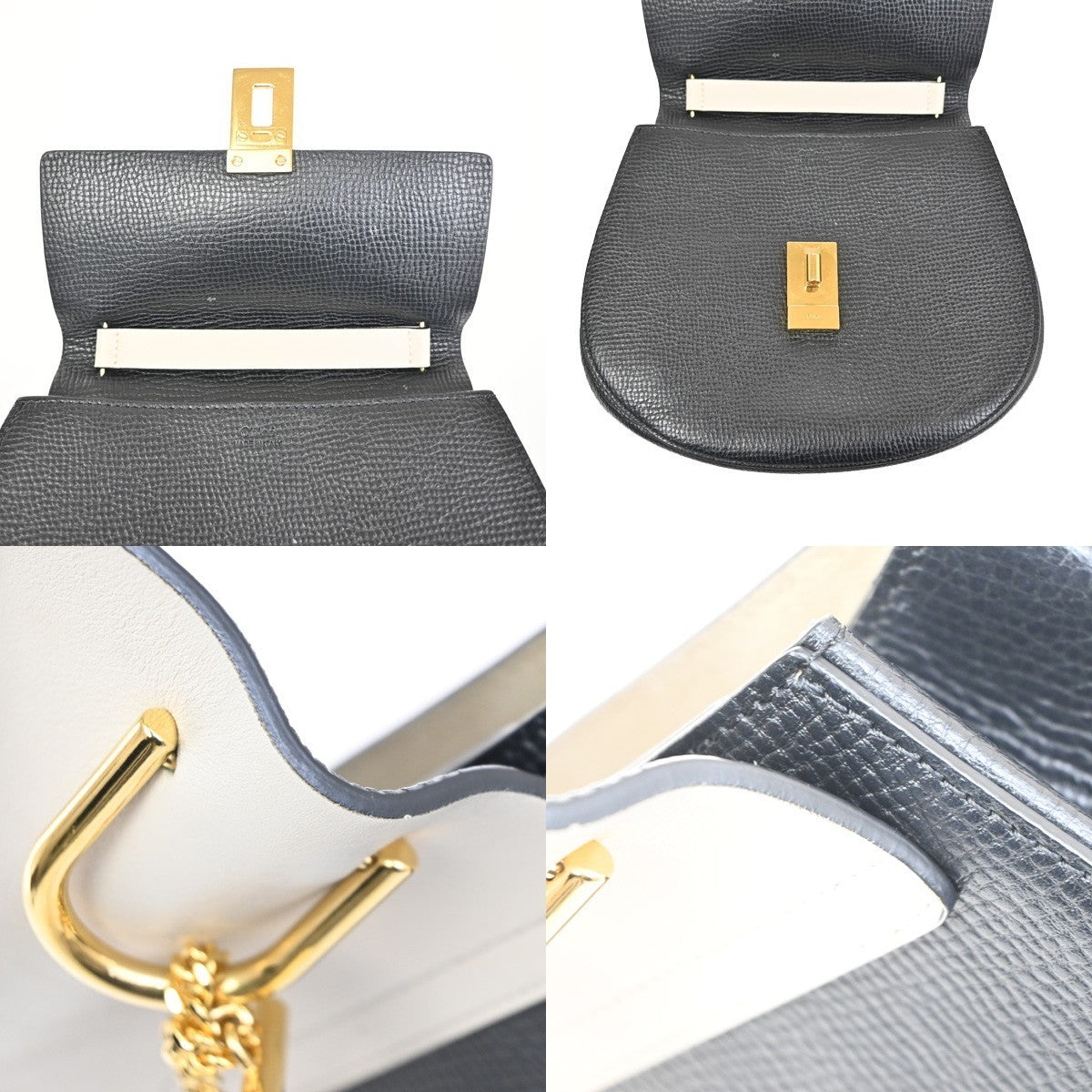 CHLOE Logo Drew Chain Shoulder Bag Embossing Leather Bicolor BK WE Italy 35MA393