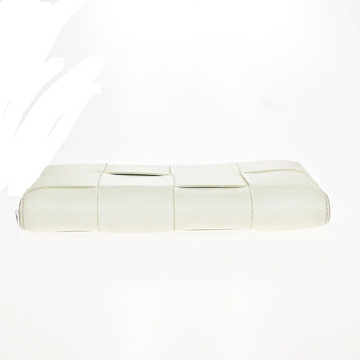 BOTTEGA VENETA Cassette Intrecciato Long Zipper Wallet Leather White 66EC242