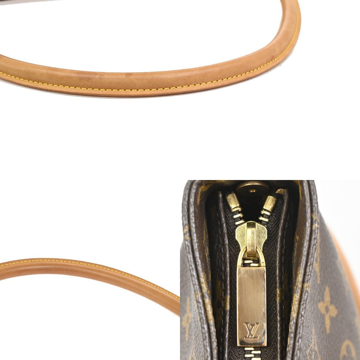 LOUIS VUITTON Logo Looping GM Shoulder Bag Monogram Leather Brown M51145 98TA714