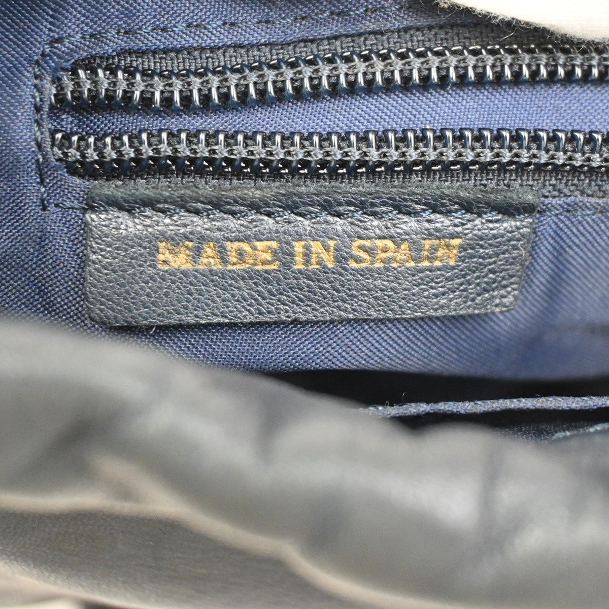 LOEWE LOGO Anagram Drawstring Shoulder Bag Nappa Leather Blue GHW Spain 83ZA266