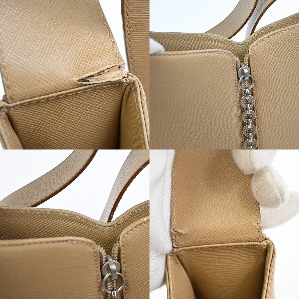 SALVATORE FERRAGAMO Logo Gancini Shoulder Bag Leather Beige SHW Italy 62KC642