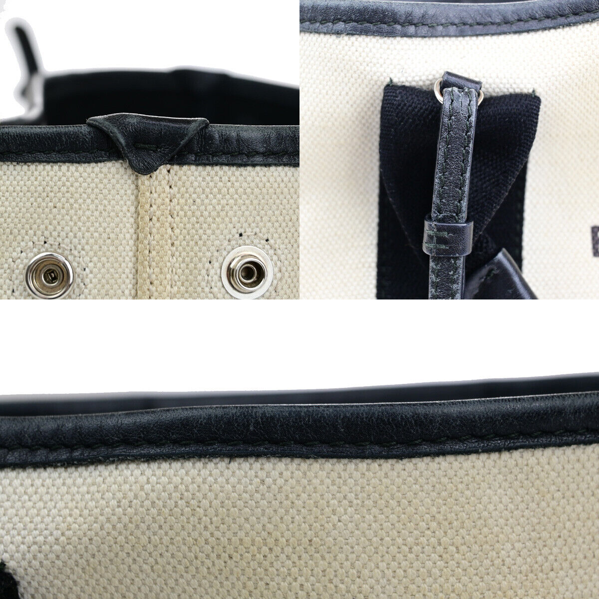 BALENCIAGA Navy Cabas XS 2Way Shoulder Hand Bag Canvas Leather Ivory BK 69YE661