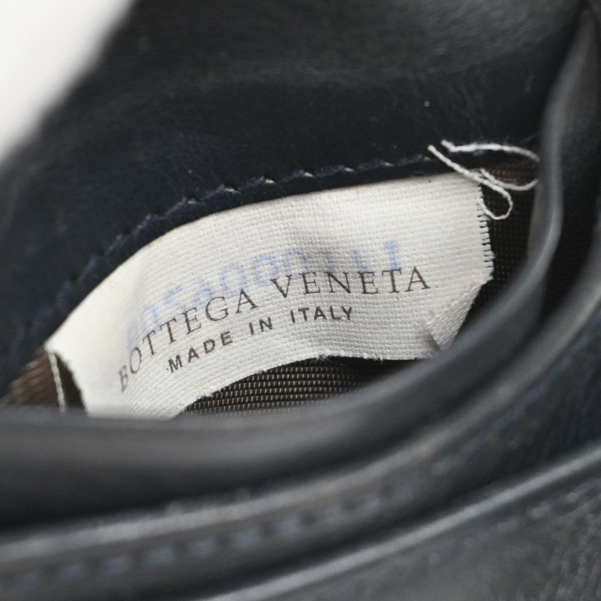 BOTTEGA VENETA Logo Intrecciato Bifold Compact Wallet Leather Navy Blue 07KP151