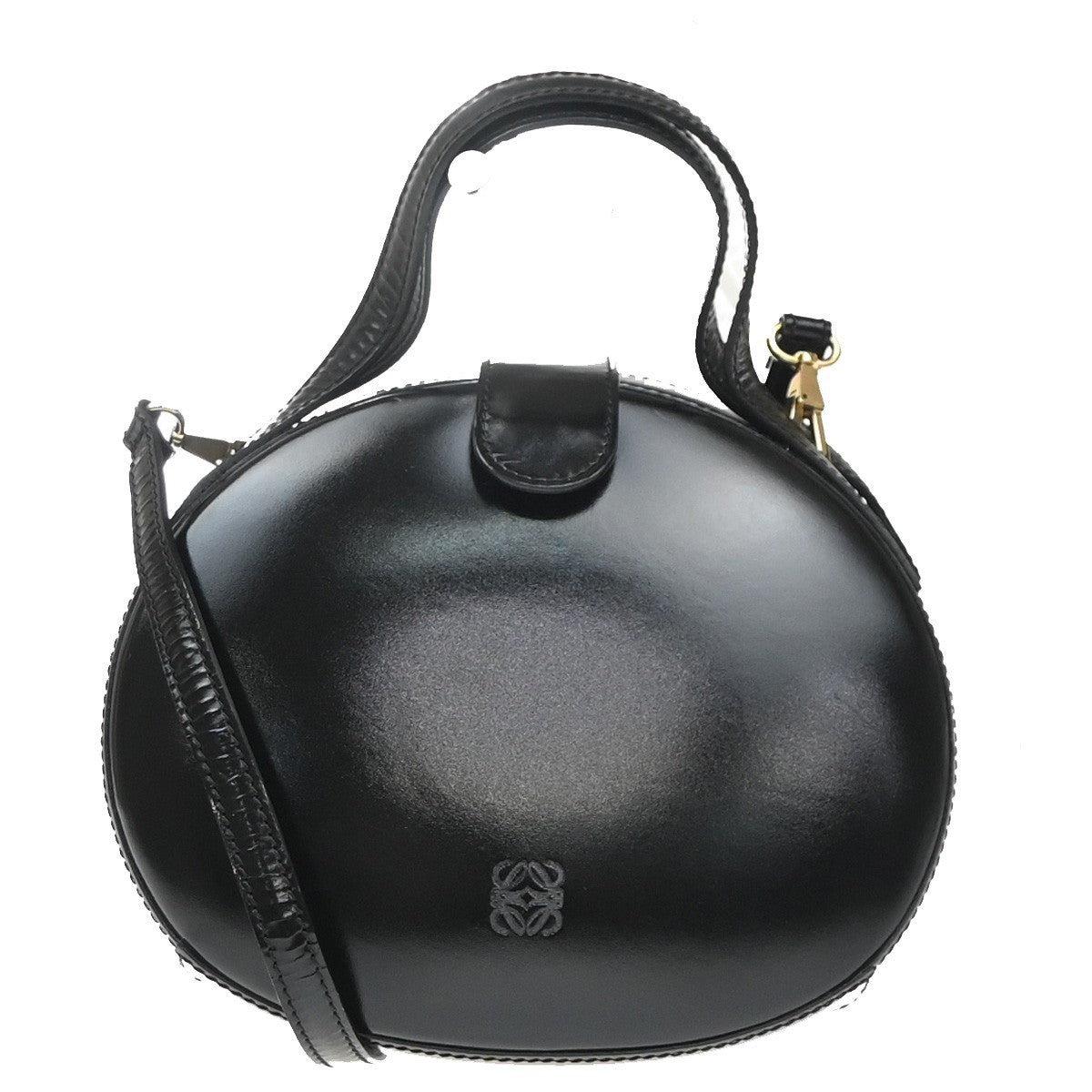 LOEWE Logo Anagram 2way Shoulder Hand Bag Patent Leather Black GHW Spain 76MA560