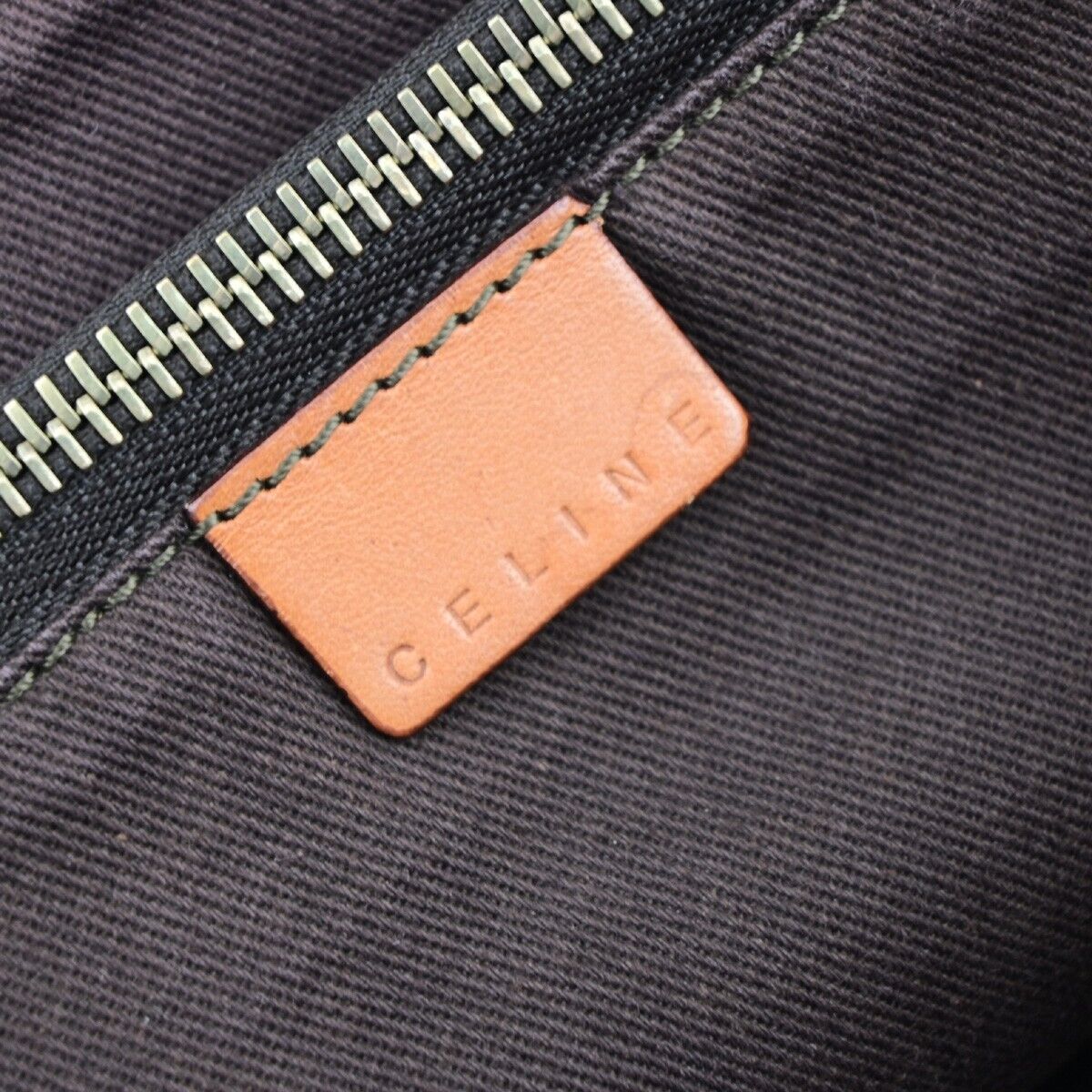 CELINE Logo Macadam Pattern Shoulder Tote Bag PVC Leather Brown GHW 34EC985