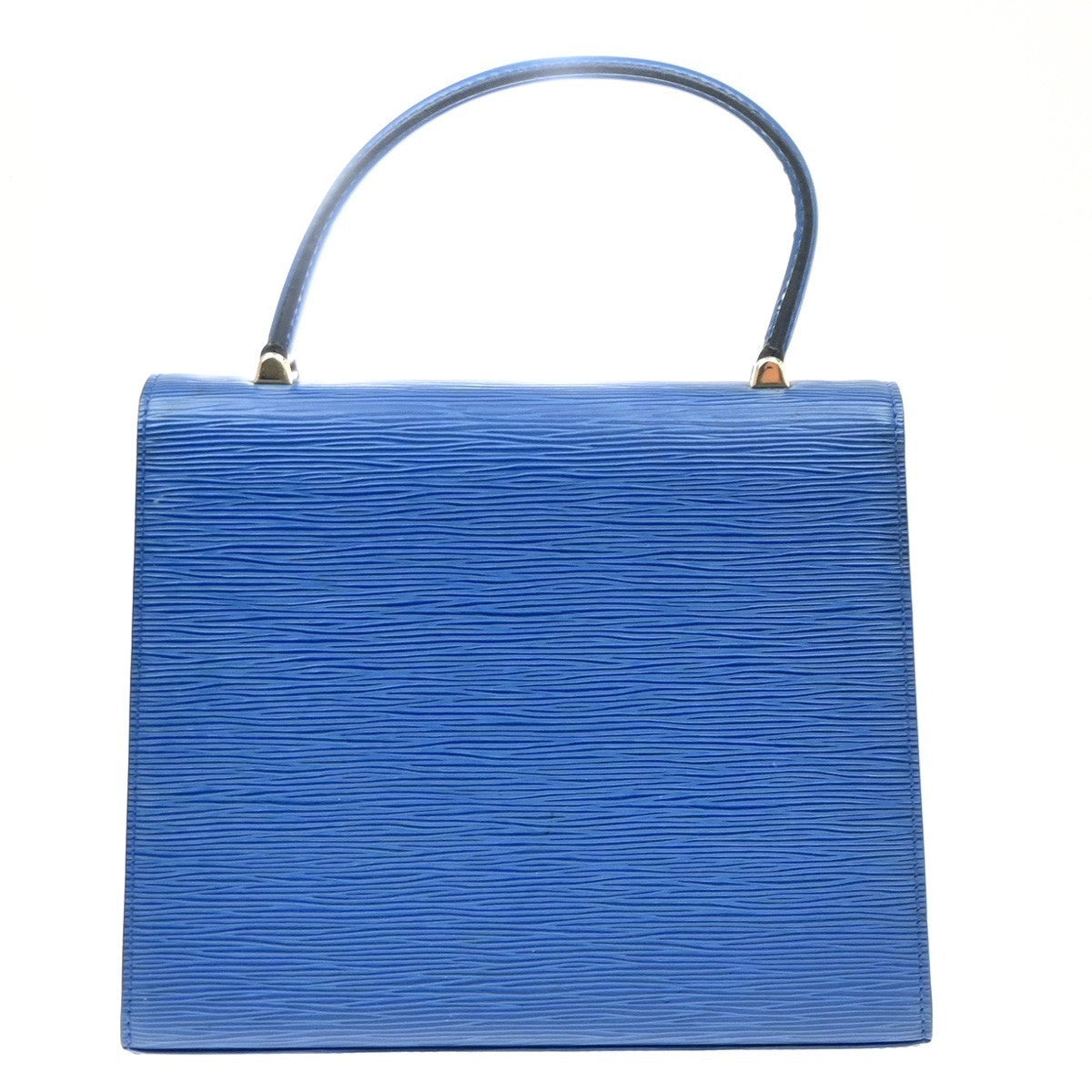 LOUIS VUITTON Logo Malesherbes Hand Bag Epi Leather Blue France M52375 34KD122