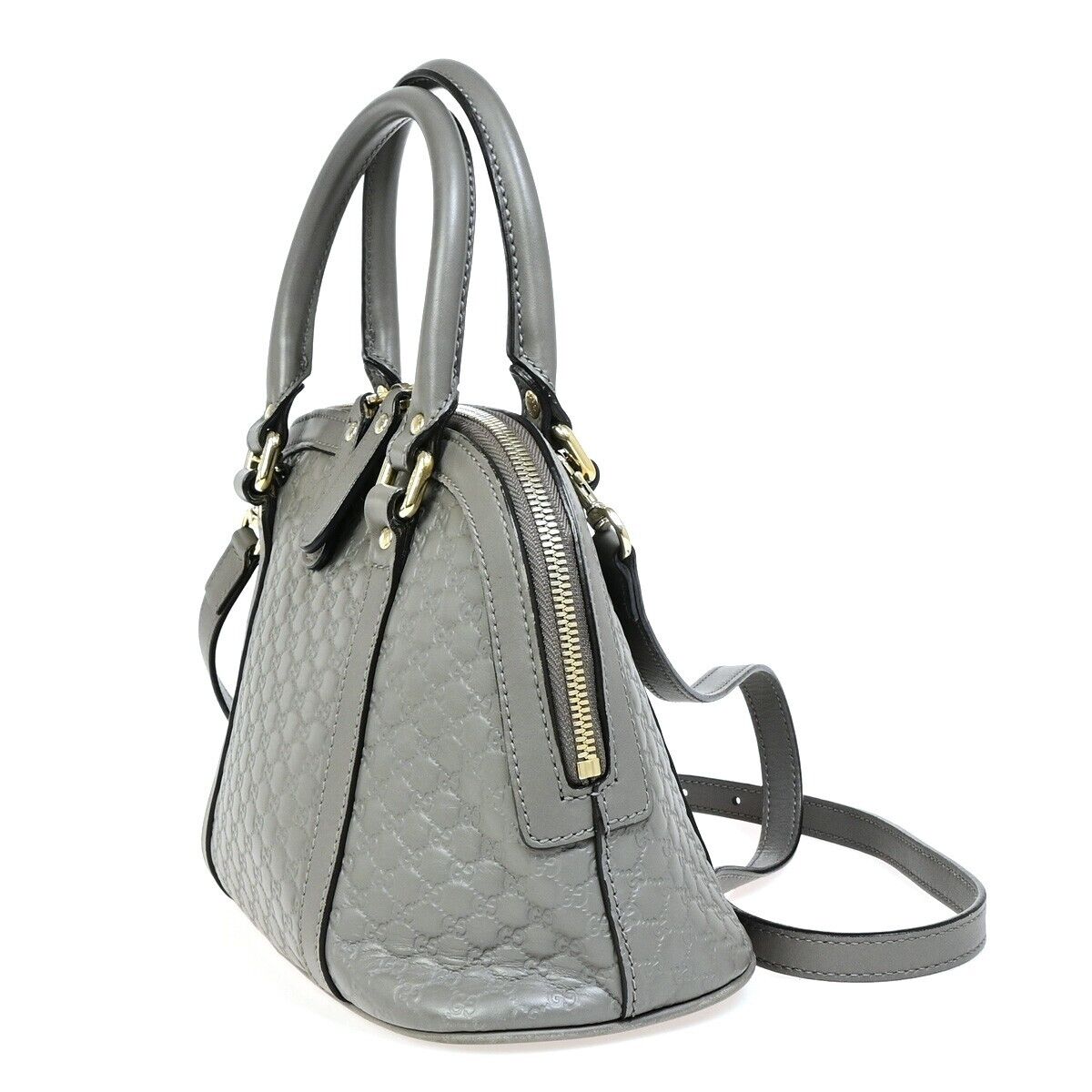 GUCCI Logo Guccissima GG Pattern 2Way Shoulder Hand Bag Leather Gray 95FA738