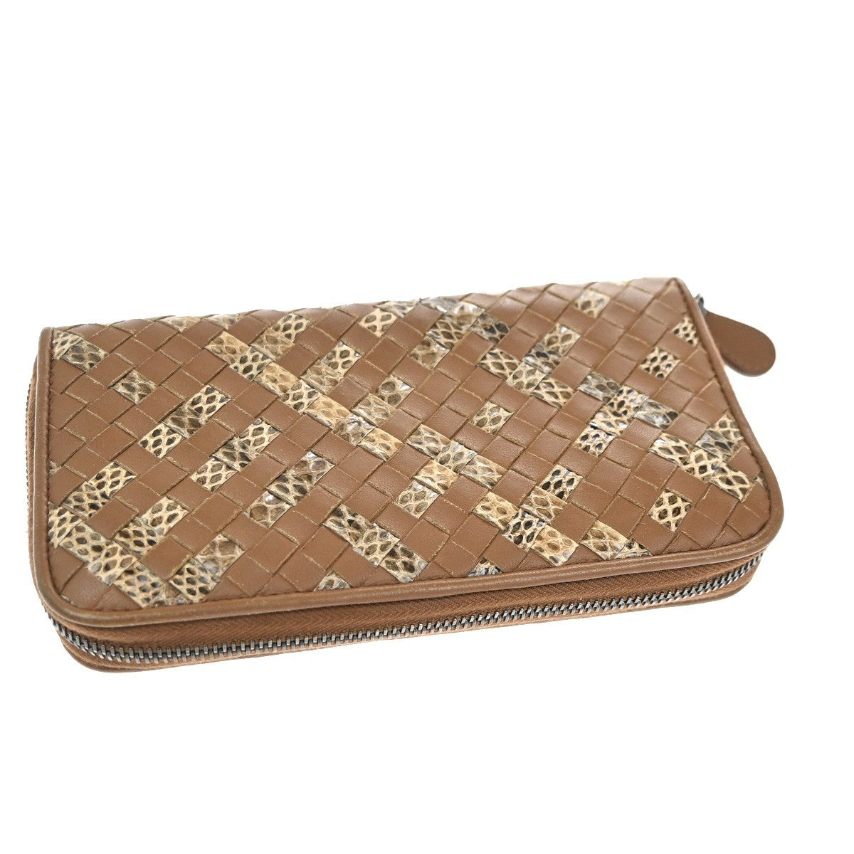 BOTTEGA VENETA Intrecciato Zip Around Long Wallet Embossing Leather BN 67KC539