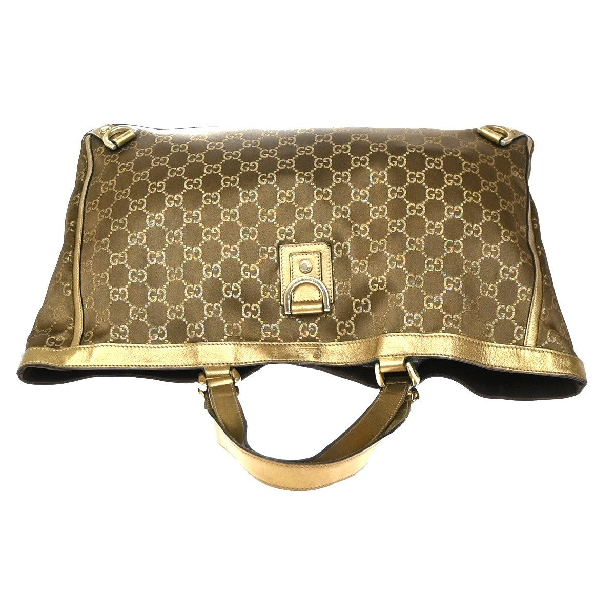 GUCCI Logo Abbey GG Pattern Shoulder Bag Satin Leather Brown GHW Italy 69YJ171