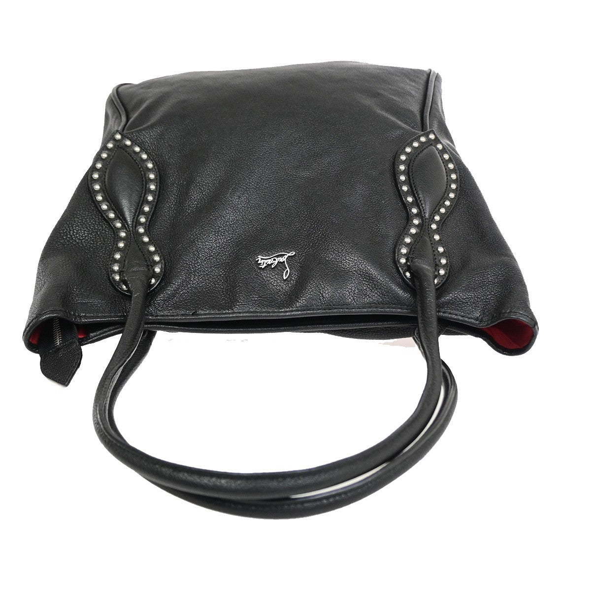 CHRISTIAN LOUBOUTIN Tote Shoulder Bag Leather Black France SHW  71CB053
