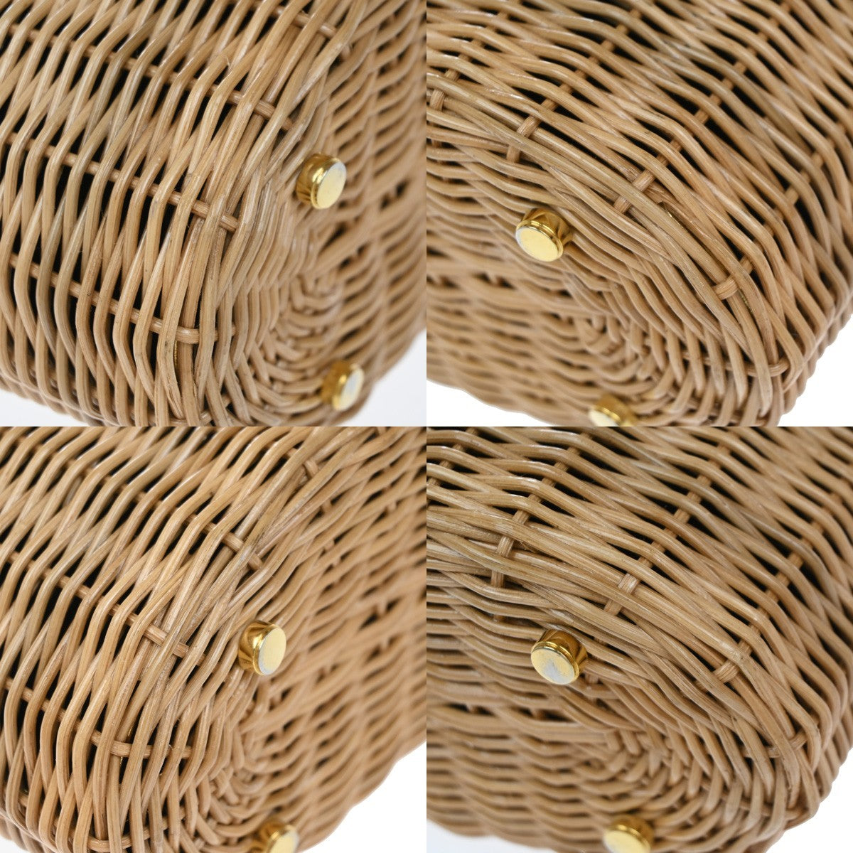 SALVATORE FERRAGAMO Logo Gancini Basket Hand Bag Rattan Brown GHW 28RP146