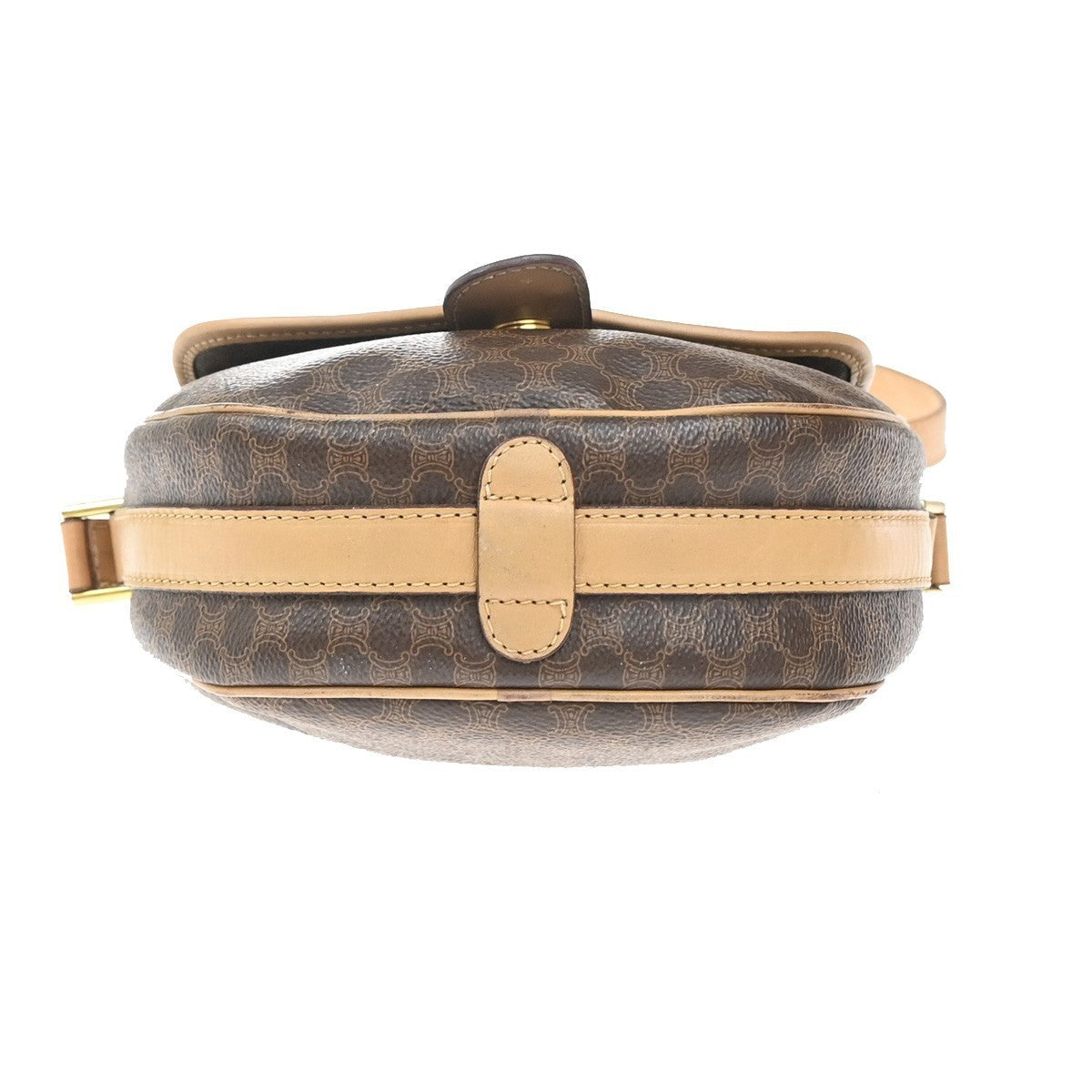 CELINE Logo Macadam Pattern Shoulder Bag PVC Leather Brown GHW Italy 67MA399