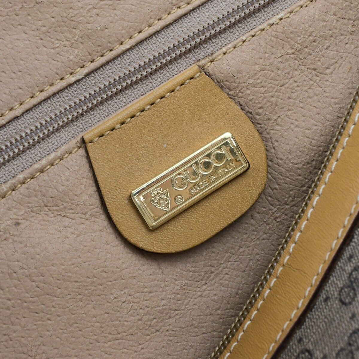 GUCCI Logos GG Pattern 2Way Shoulder Hand Bag PVC Leather Brown Gold 30KA548