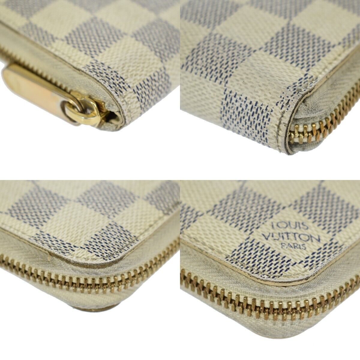LOUIS VUITTON Zippy Compact Wallet Damier Azur Leather White N60029 69GA843