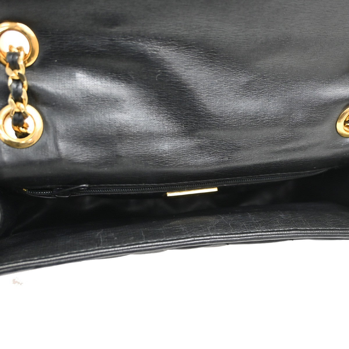 GIVENCHY Logo Chain Shoulder Hand Bag Leather Black GHW 67CA565