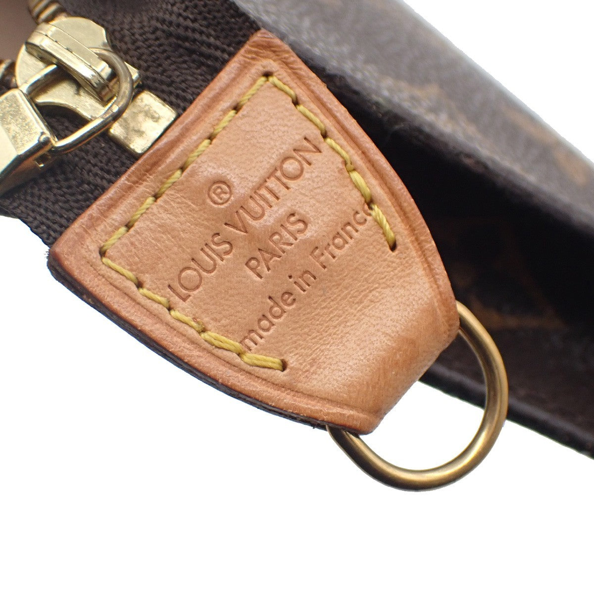 LOUIS VUITTON LV Logo Bucket GM Pouch Bag Monogram Leather Brown Gold 05KC807