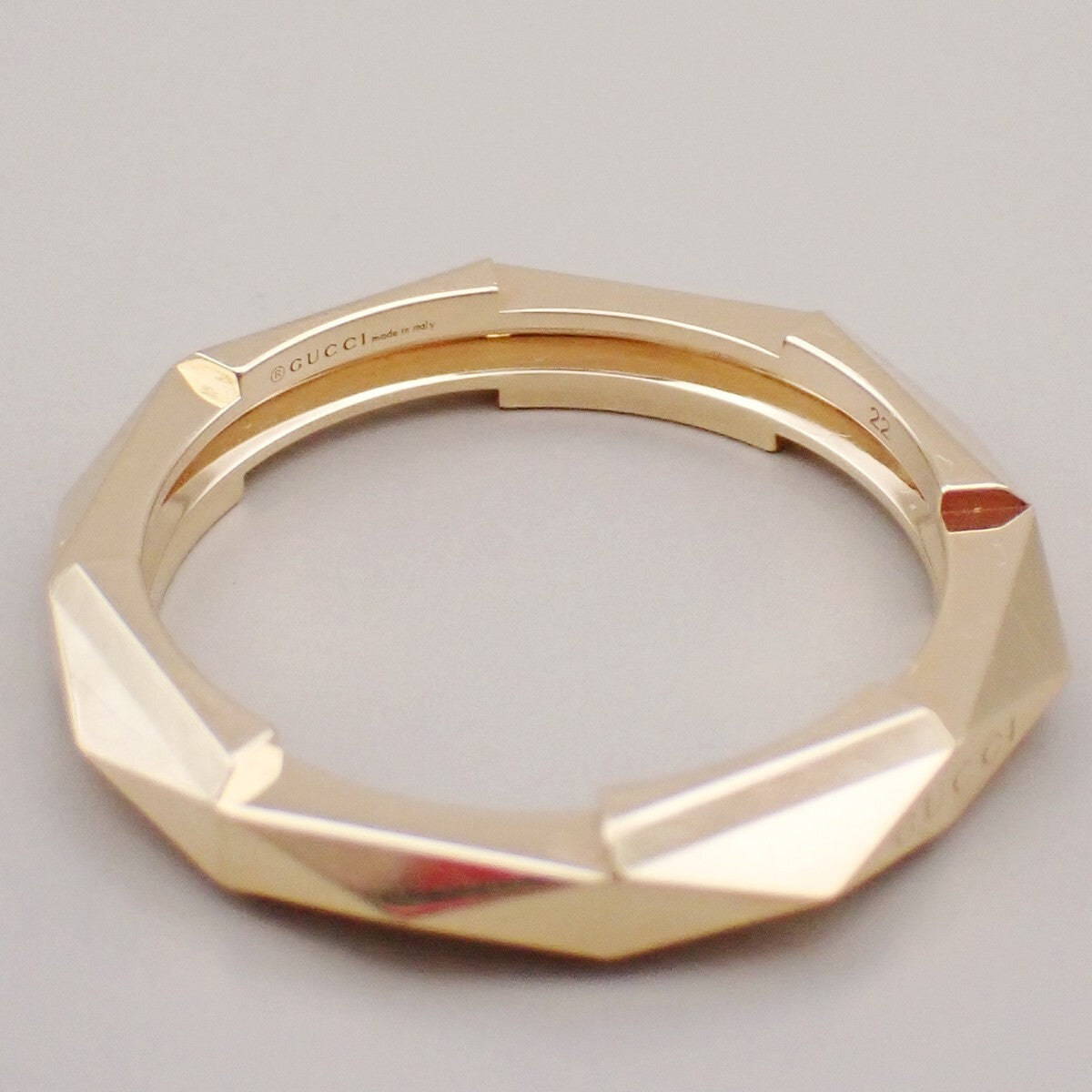 GUCCI Logo Link To Studded Ring Au750 (18K) Size 22 Yellow Gold Italy 25RK868