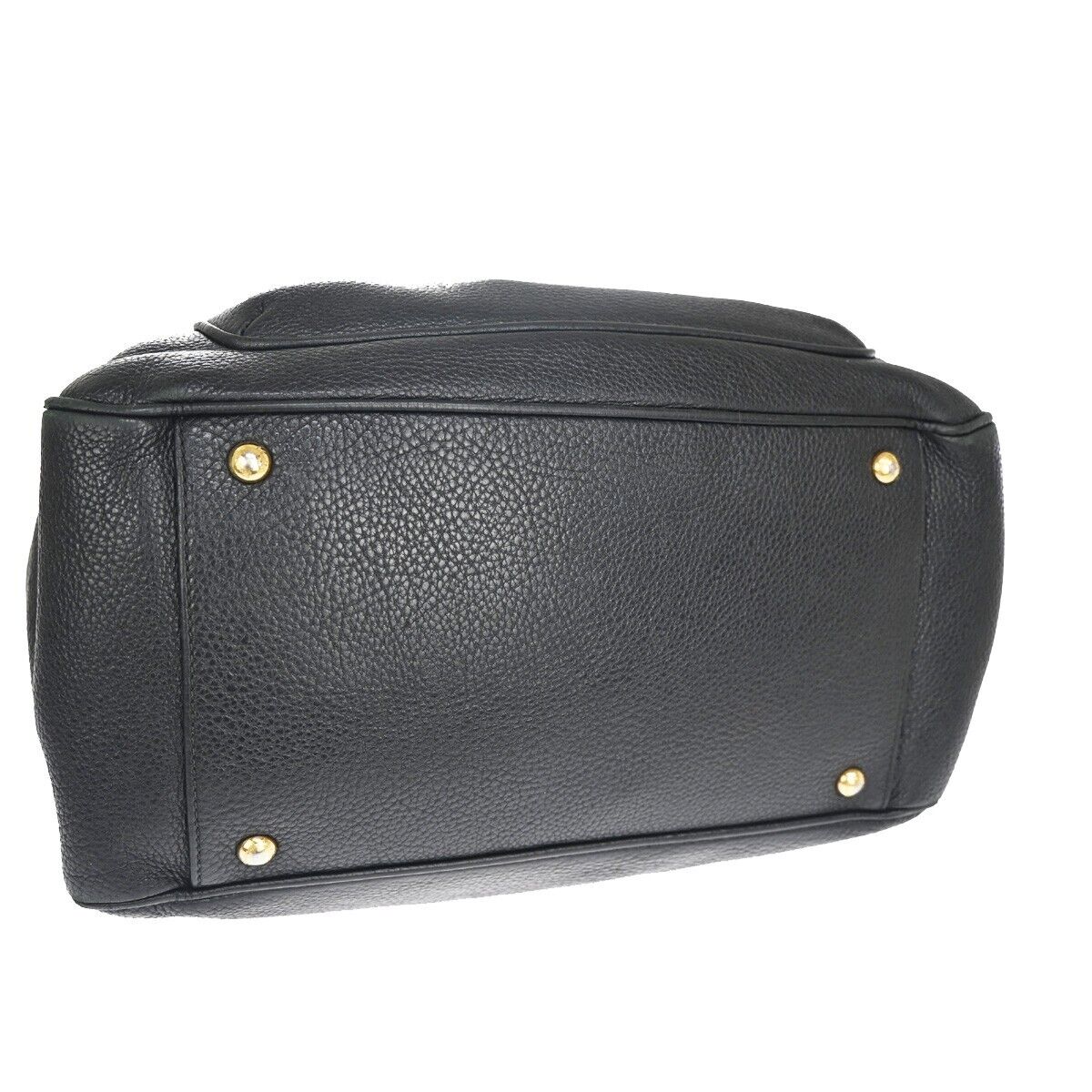 SALVATORE FERRAGAMO Logo Gancini Shoulder Bag Leather Black Gold Italy 63YC962