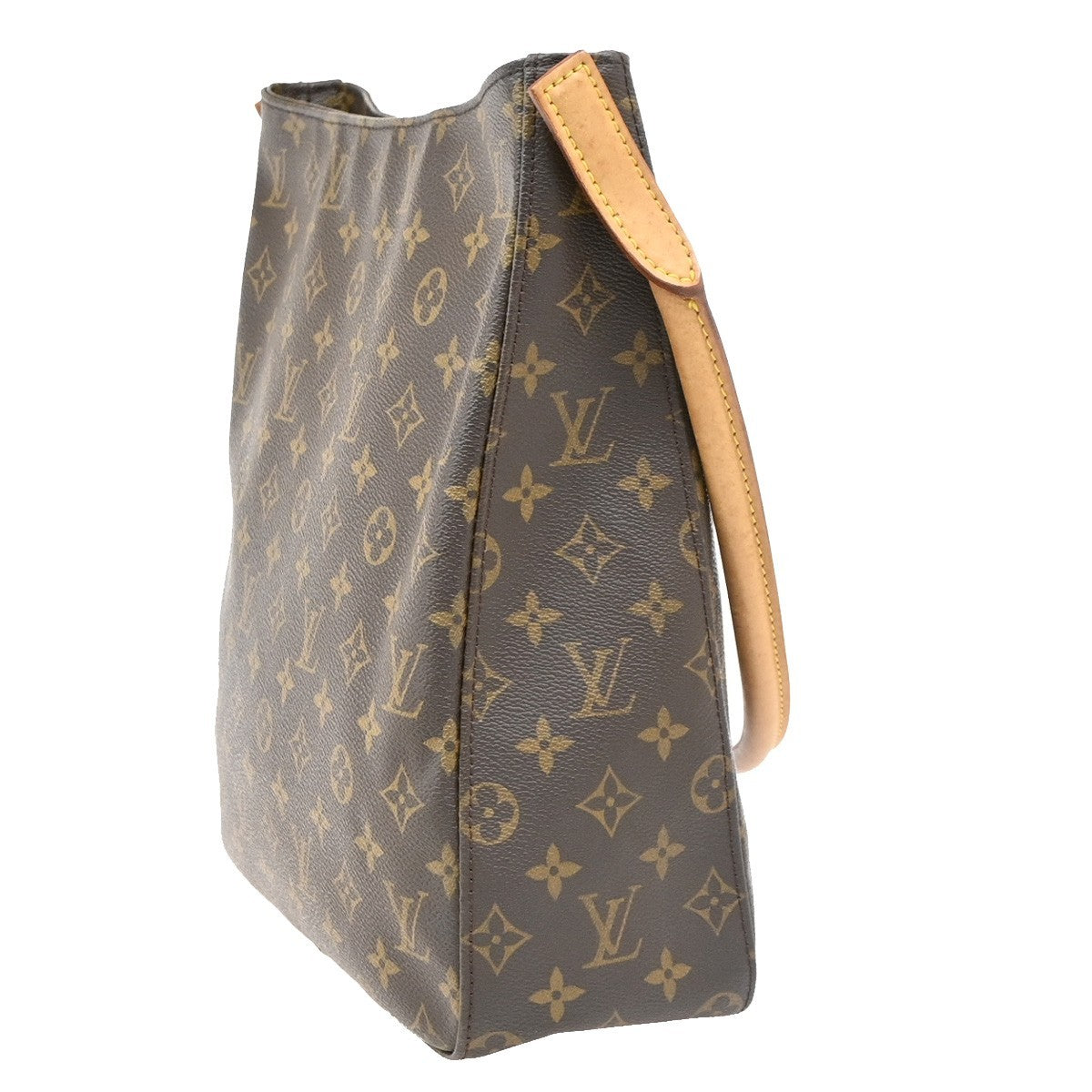 LOUIS VUITTON Logo Looping GM Shoulder Bag Monogram Leather Brown M51145 18PA109