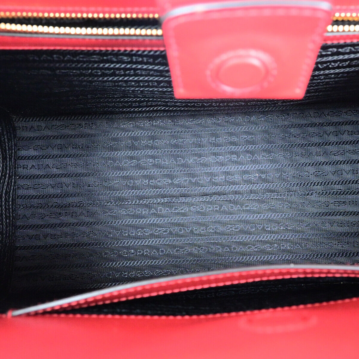 PRADA Logo Saffiano 2Way Shoulder Hand Tote Bag Leather Red GHW 678RK270