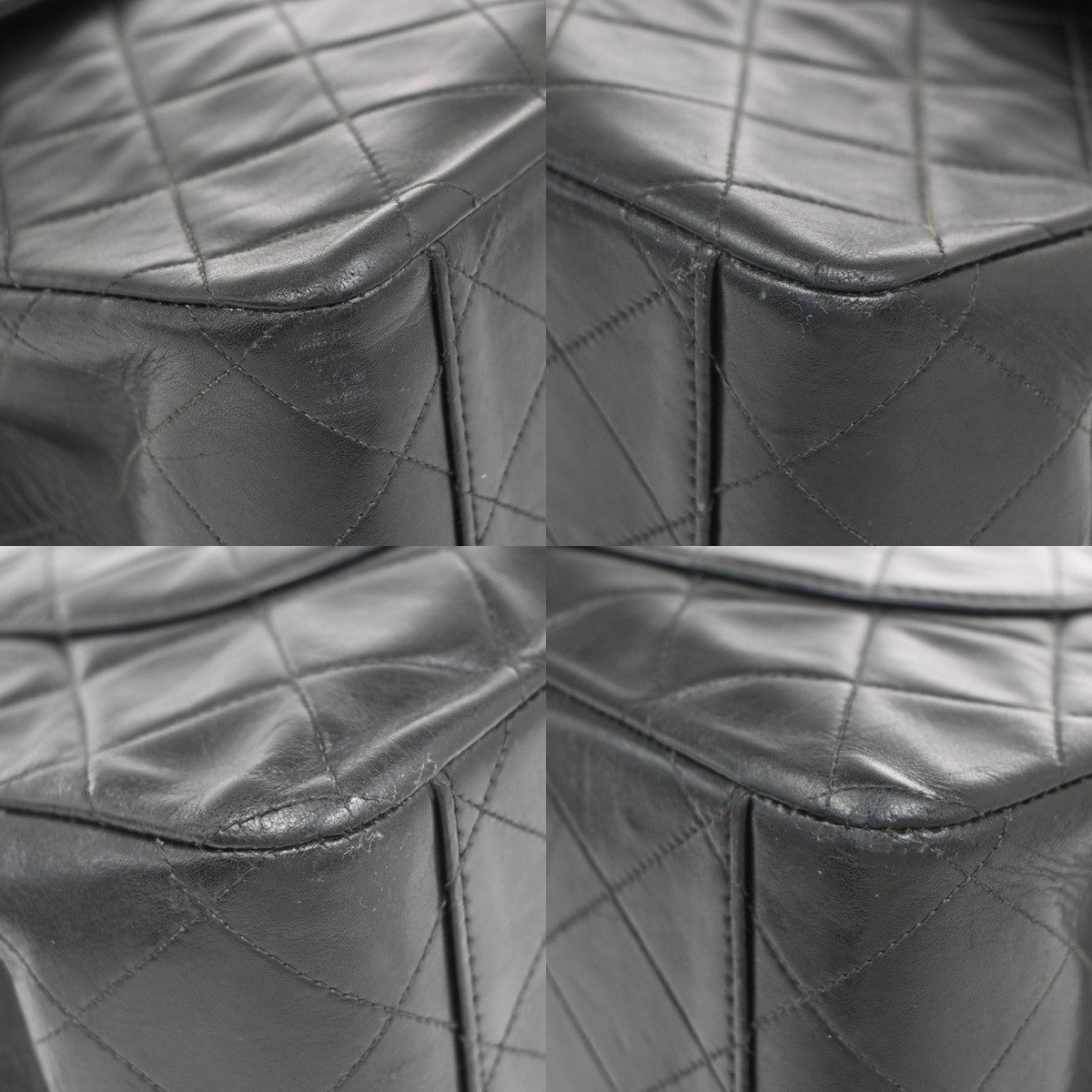 CHANEL Maxi Jumbo Matelasse 34 Chain Shoulder Bag Leather Black Vintage 328RP127