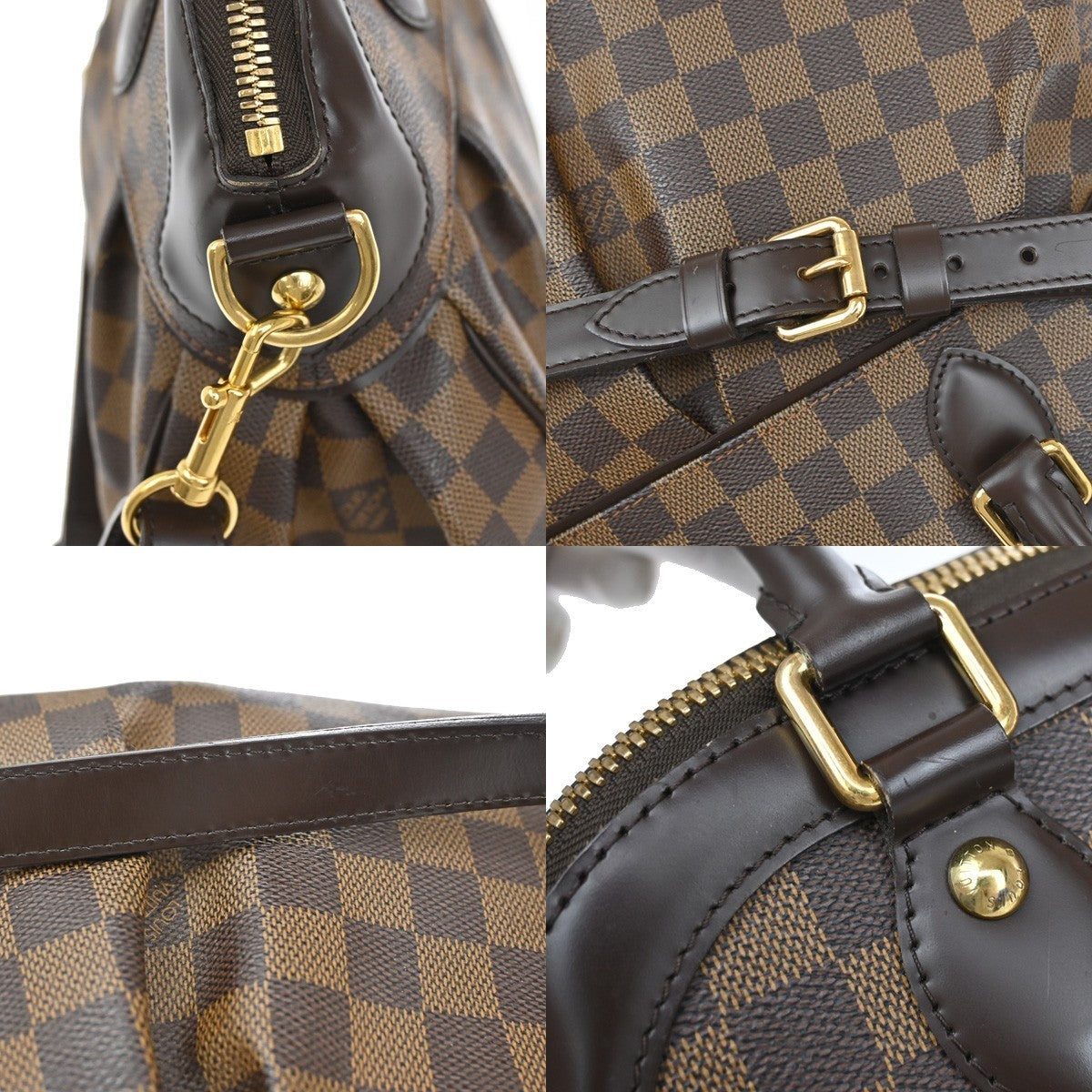 LOUIS VUITTON Trevi PM  2-way Handbag Damier Ebene Leather Brown N51997 40RL443