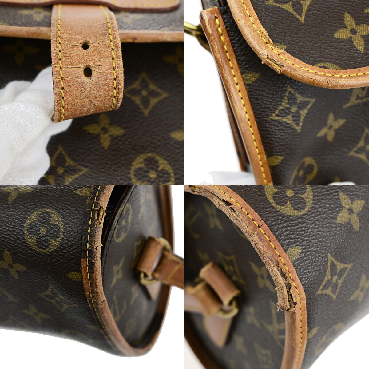 LOUIS VUITTON Logo Marne Shoulder Bag Monogram Leather Brown M51369 80YF508