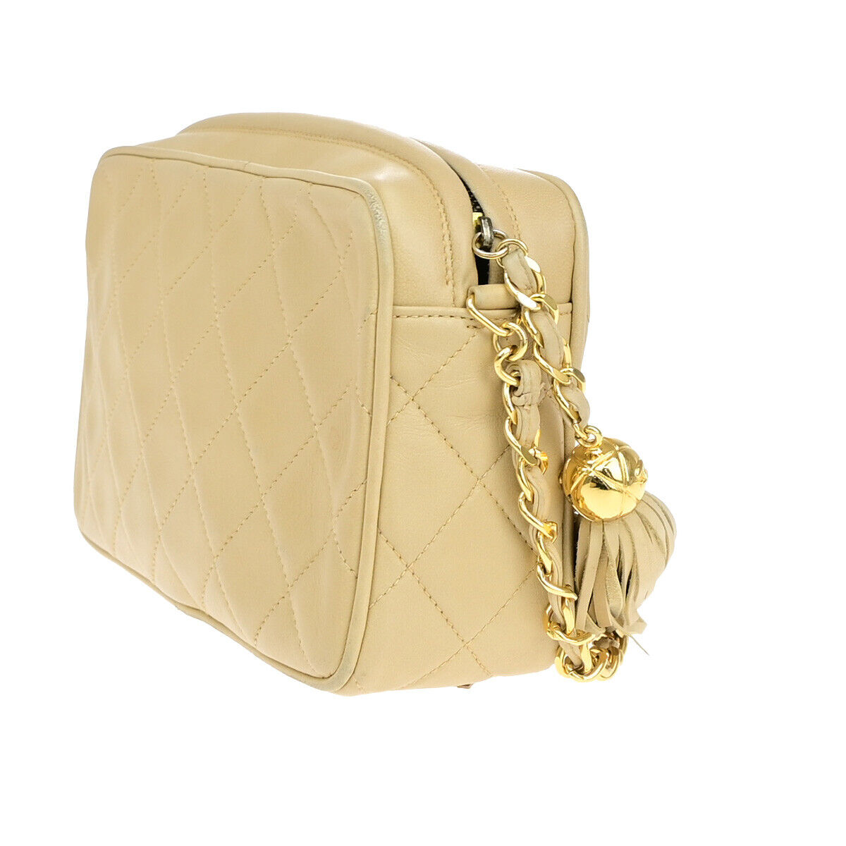 CHANEL CC Mini Matelasse Tassel Chain Shoulder Bag Leather BE Vintage 304RJ962