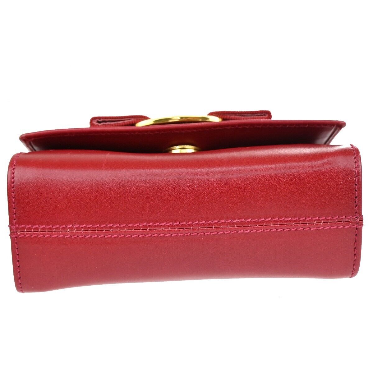 SALVATORE FERRAGAMO Vara 2Way Chain Mini Shoulder Clutch Bag Leather Red 31EA933