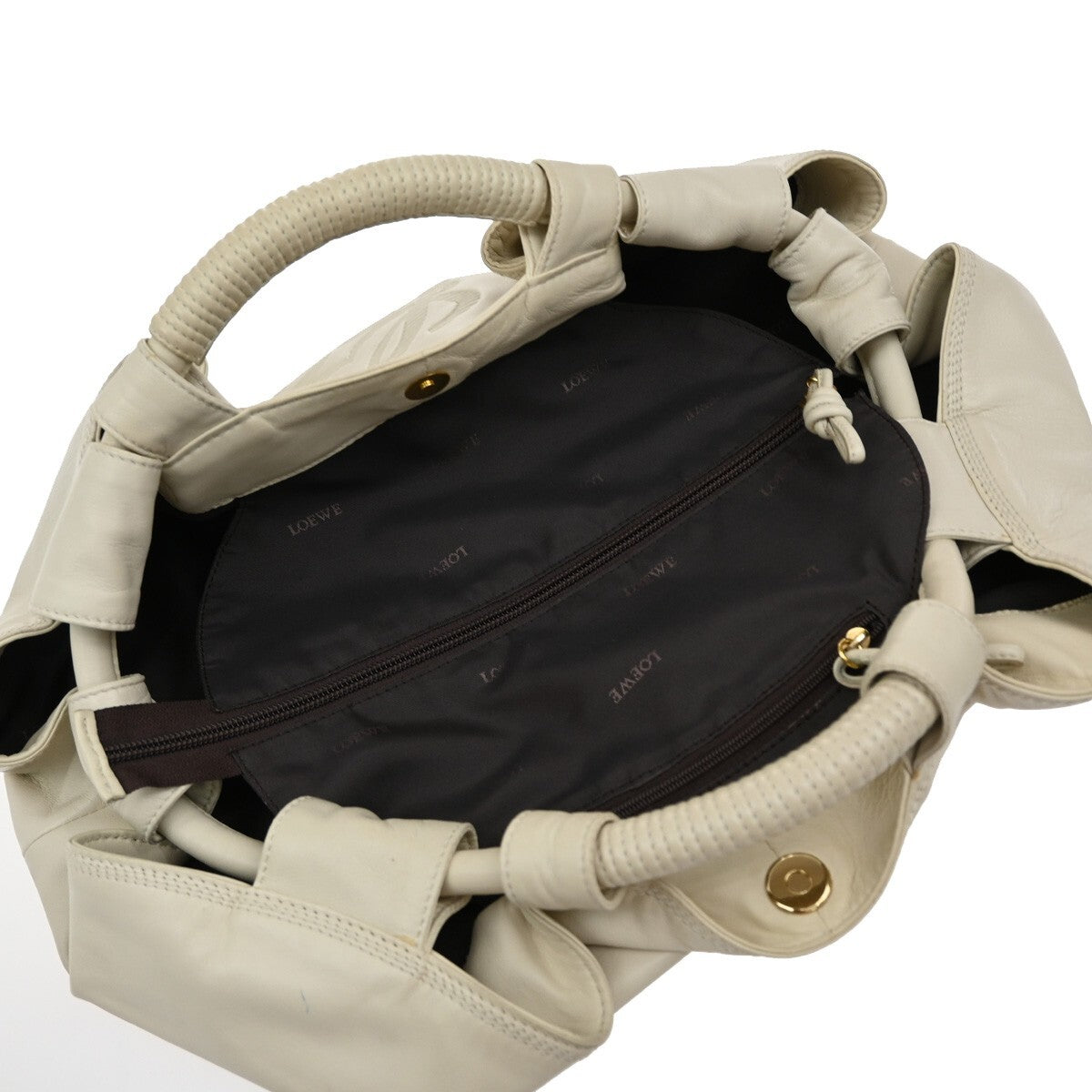 LOEWE Anagram Logo Nappa Aire Hand Bag Leather White Spain 38EE143
