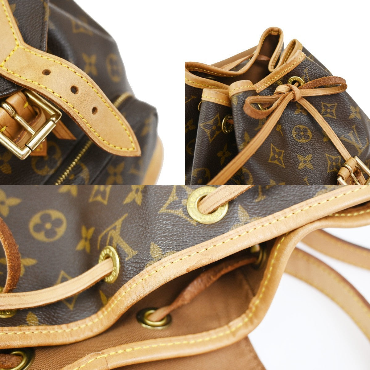LOUIS VUITTON Montsouris MM Backpack Bag Monogram Leather Brown M51136 51YJ002