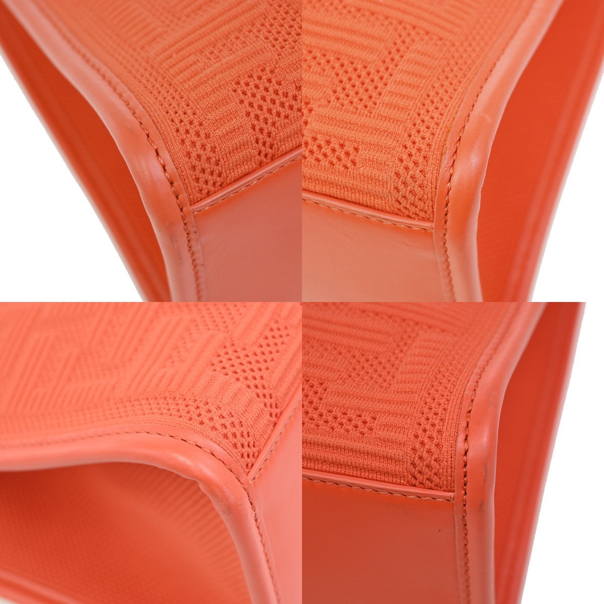 FENDI Logo Zucca Pattern 2way Tote Shoulder Bag Canvas Leather Orange 650RF496