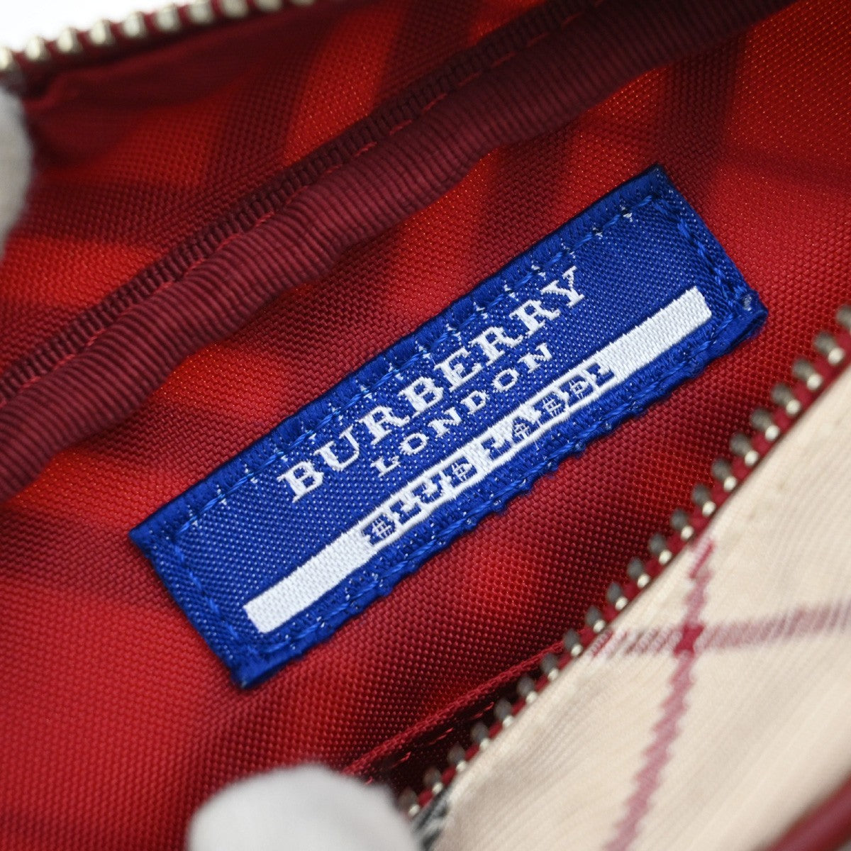BURBERRY Logo Nova Check Shoulder Bag Canvas Leather Red Brown Japan 65EF694