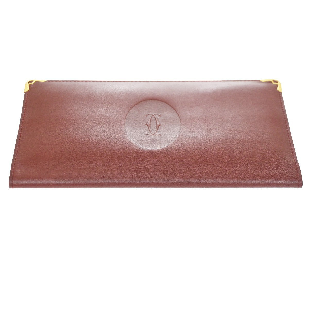 Must De Cartier 2C Logo Bifold Long Wallet Purse Leather Red Spain 08KD162