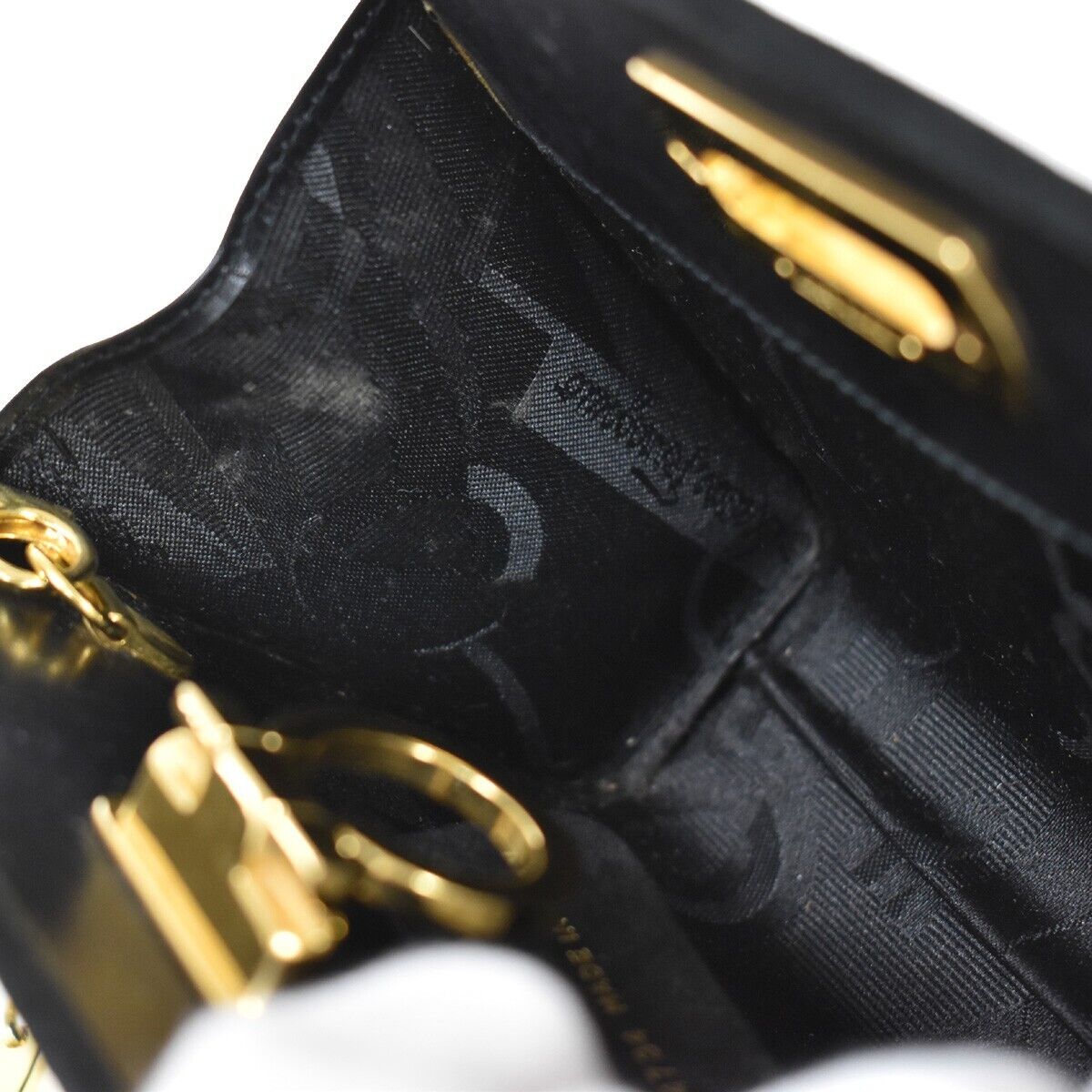 SALVATORE FERRAGAMO 2Way Chain Gancini Shoulder Bum Bag Suede Leather BK 65RC966