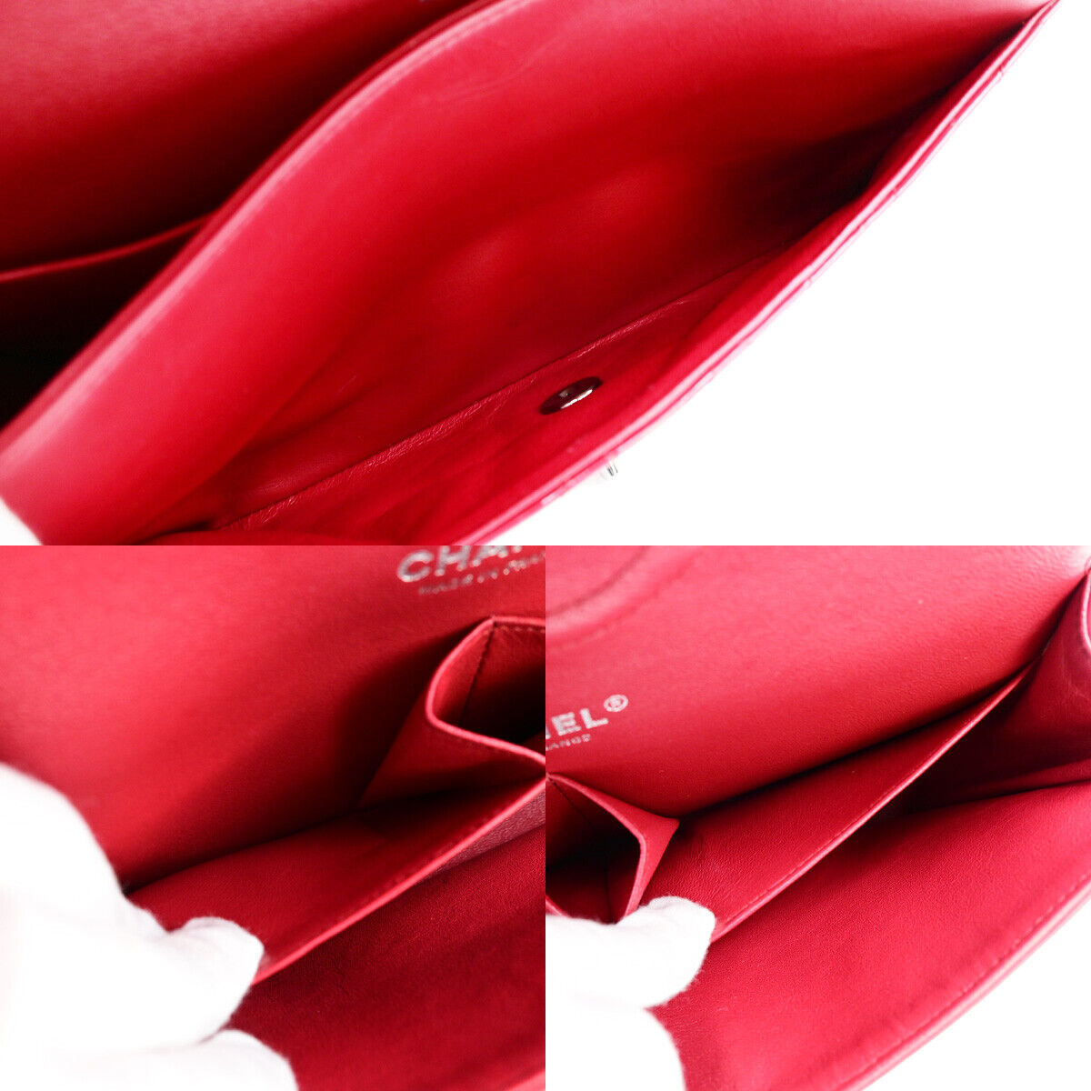 CHANEL CC Matelasse 25 Chain Shoulder Bag Patent Leather Red SHW 373RJ867