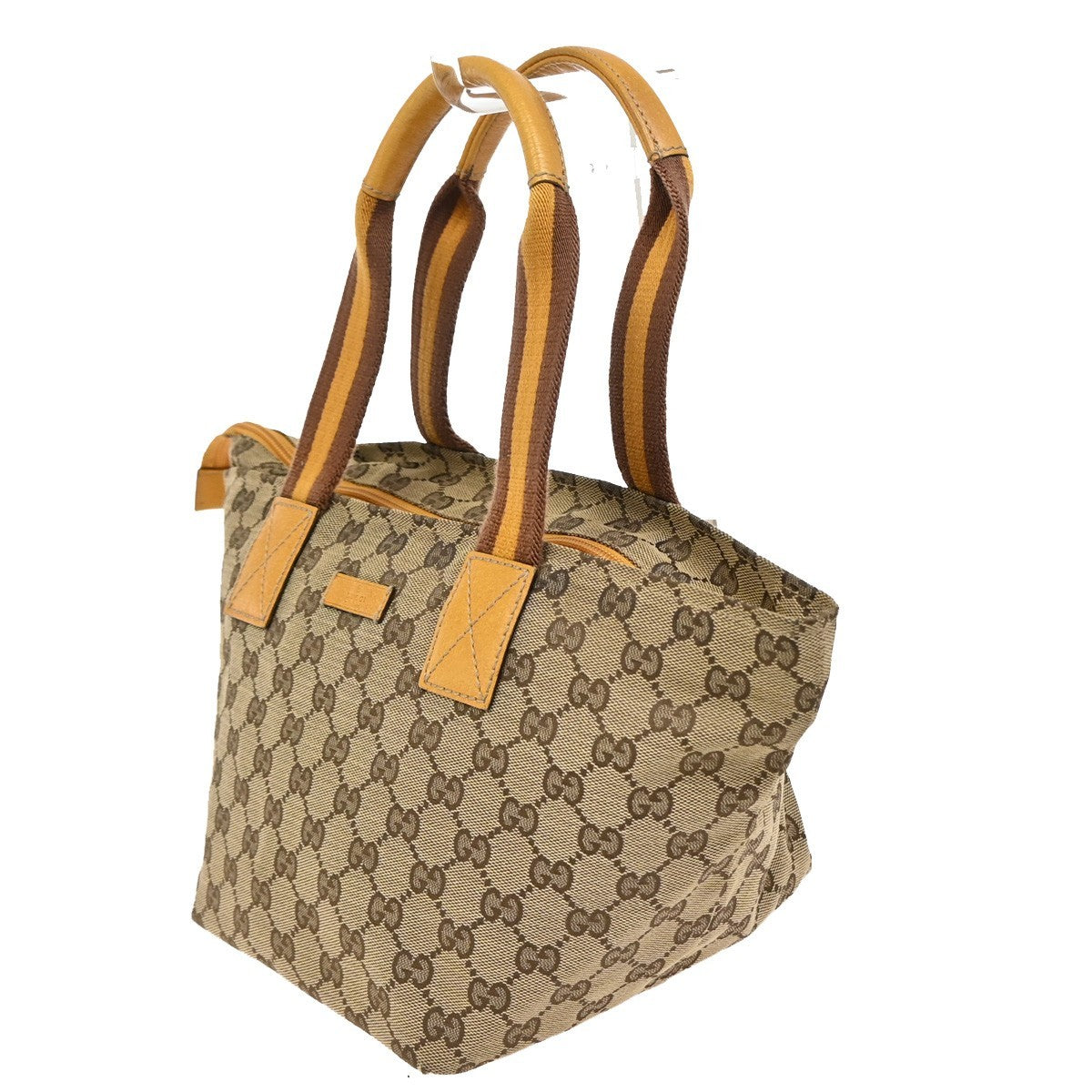 GUCCI Logo Sherry GG Pattern Hand Bag Canvas Leather Brown Italy 31FC137