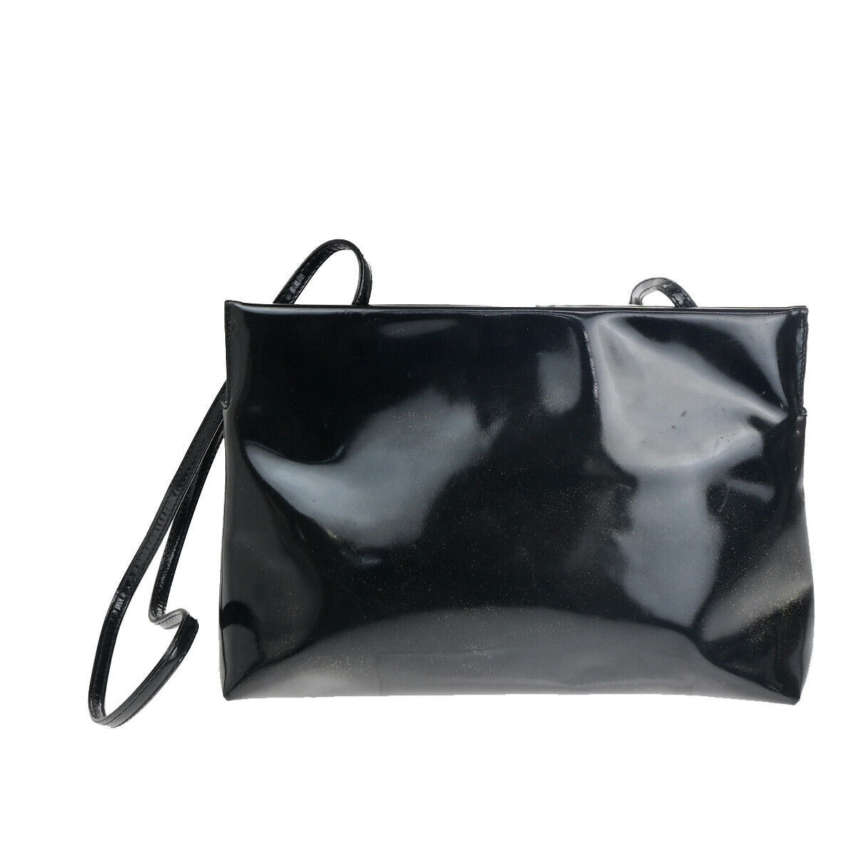 SALVATORE FERRAGAMO Vara 2Way Shoulder Clutch Bag Patent Leather BK GHW 07YF353